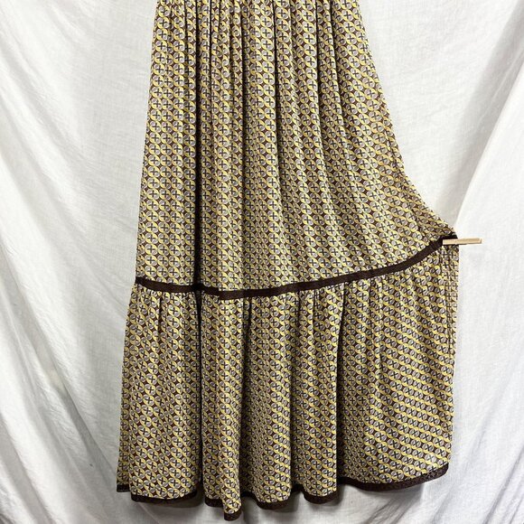 In Loom Maxi Dress Womens M Empire Waist Flutter Sleeves Lace Prairie Cottage - Picture 6 of 16